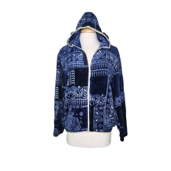 BP Bandana Print Fleece Zip Front Hooded Jacket Small NWT - Picture 2 of 10
